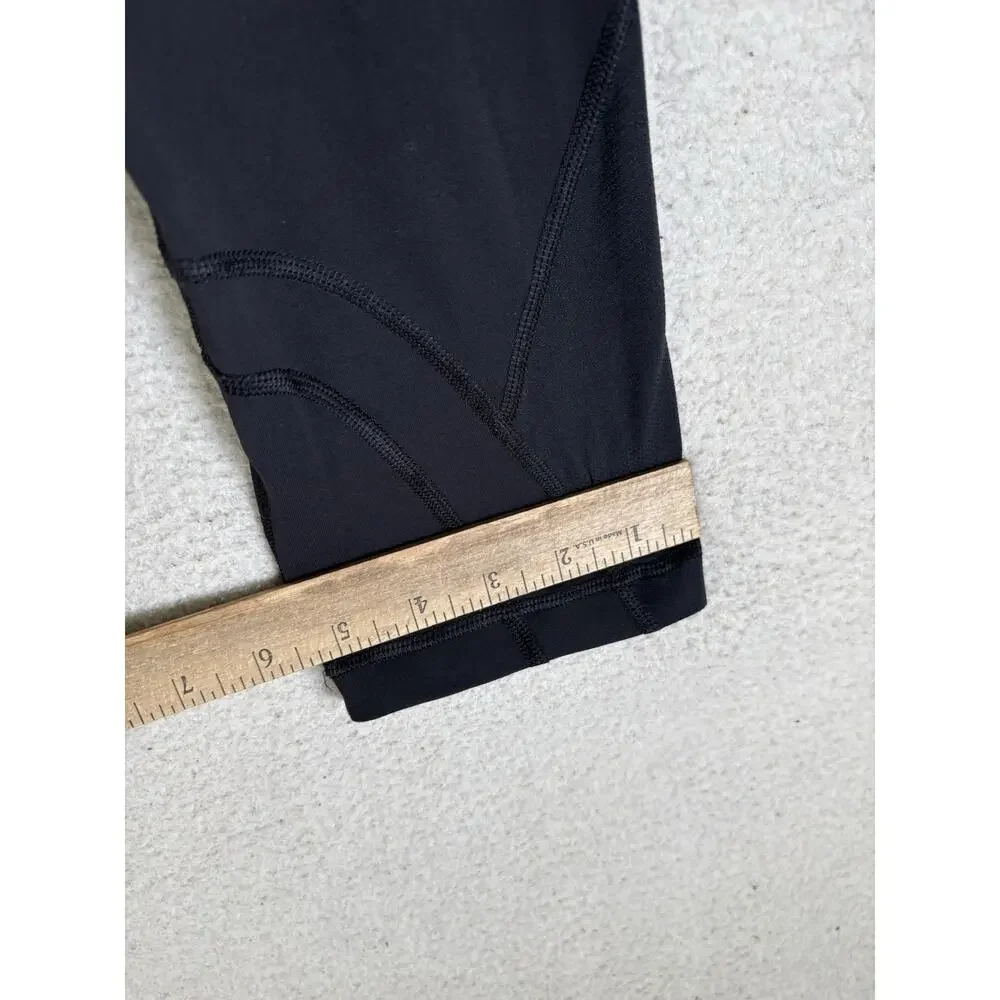 Lululemon Run Inspire Crop II Leggings Womens 6 Black Colorblock Waistband